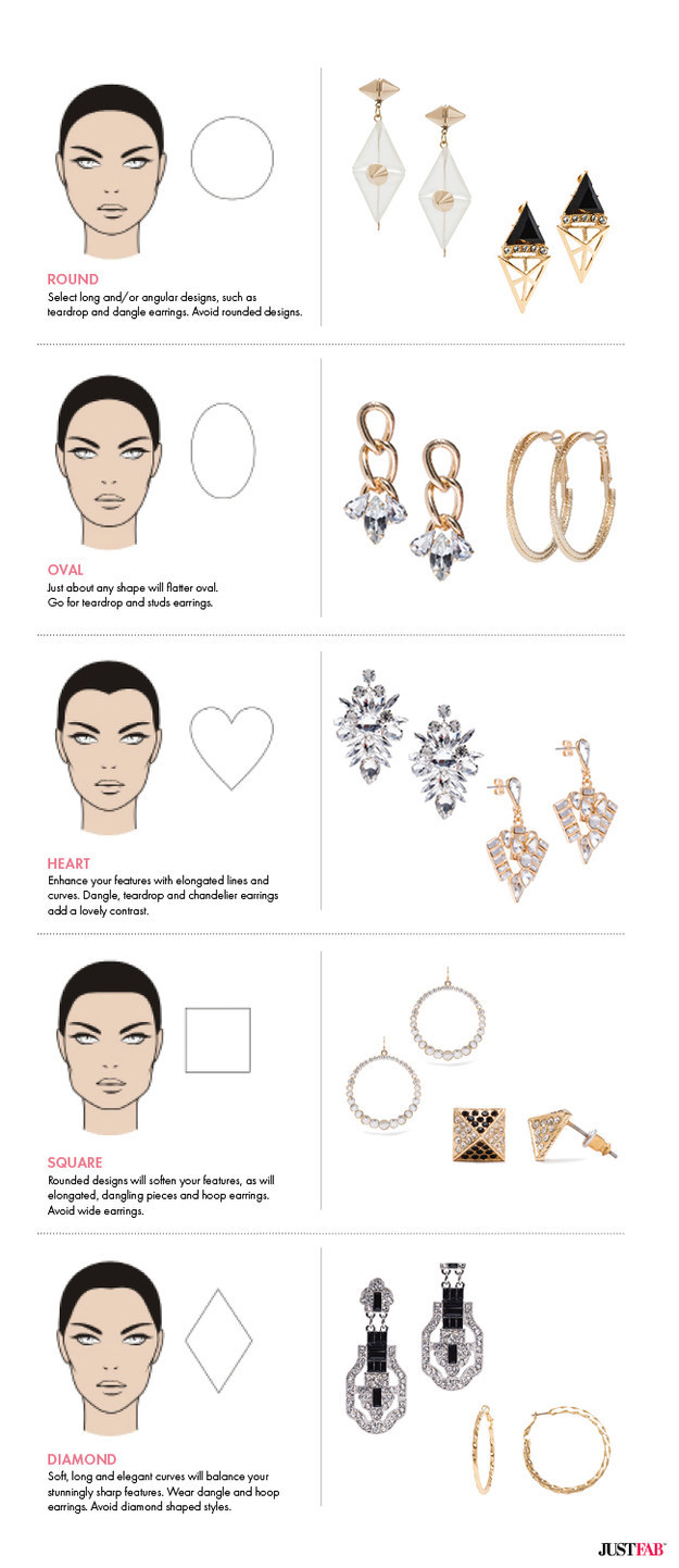 Choose earrings that work best with your face shape.